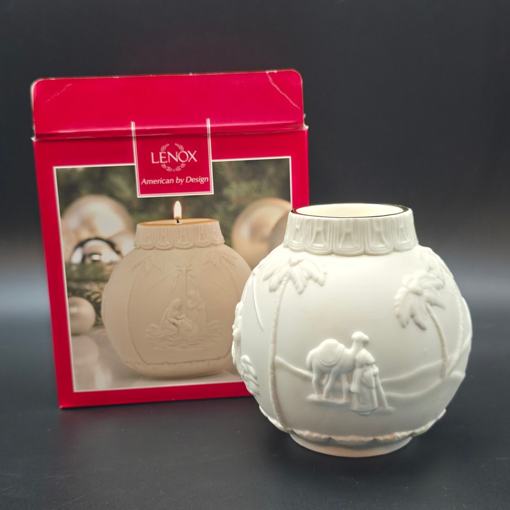 Lenox Ornamental Glow Nativity Votive Candle Holder Ivory Gold